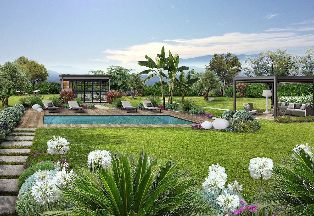 diseño de jardines con piscina